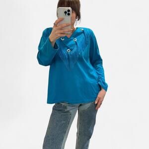 Title: Vintage 80s Western Fringe Top • Wagon Wheels USA